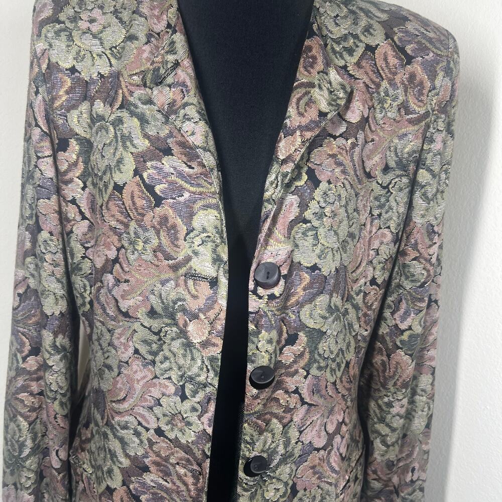 Vintage floral long tapestry look 80 Toni Garment C.C. Magic Rayon Top Size 10